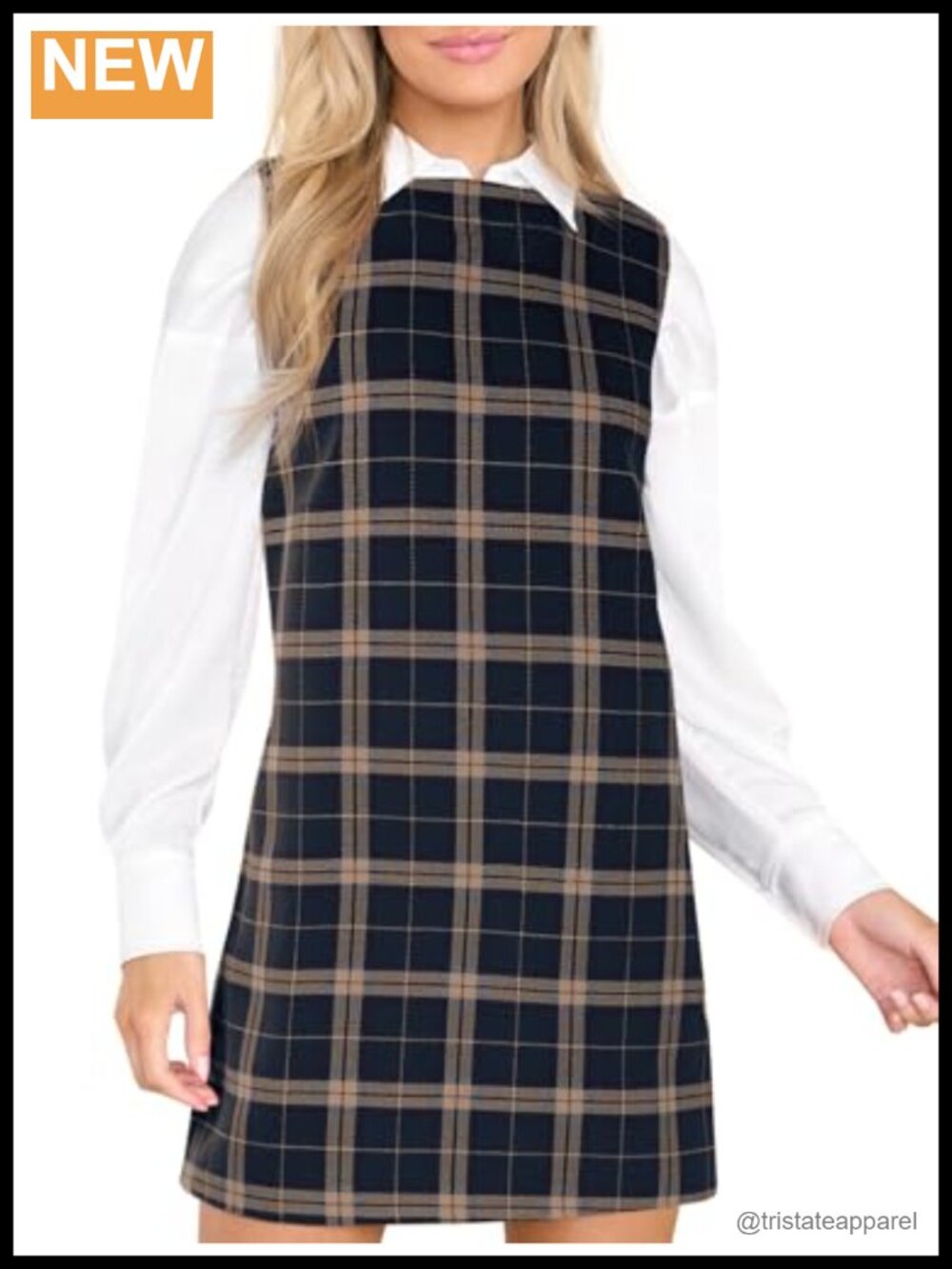 Sleeveless Plaid Mini Dress A-Line Overall Christmas Party